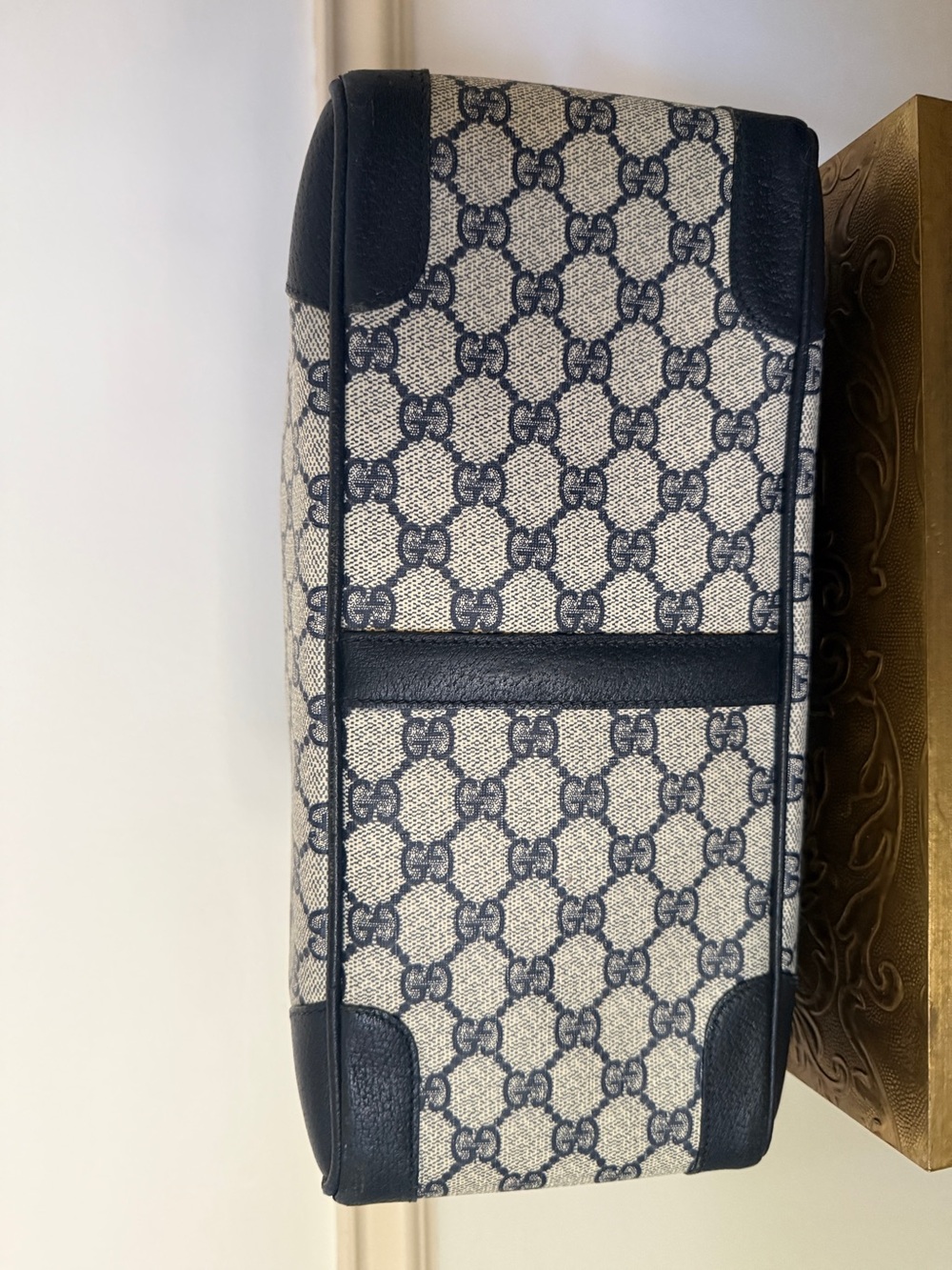 Authentic Vintage Gucci GG Navy Blue Handbag - Picture 7 of 16